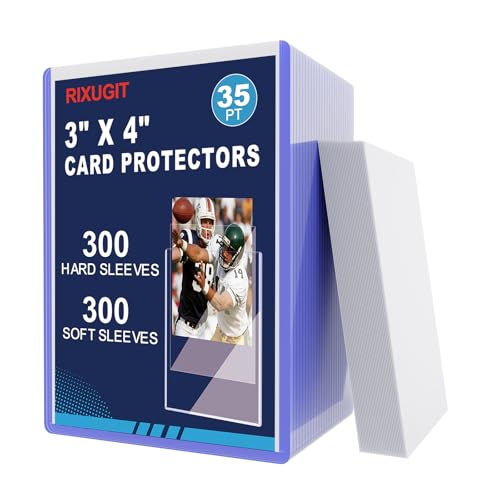 35pt Hard and Soft Trading Card Sleeves, 600 Total (300 Each) | 3"×4" rigid open-top holders paired with soft sleeves, fits baseball, sports and TCG cards for daily card storage and display - size: 35PT 300 Hard & 300 Soft Sleeves