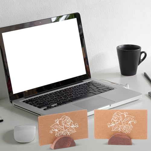 Colingmill 24 Pcs Wooden Table Number Stands with Tented Cards,Brown | Wedding Table Name Holder Semicircular Design Place Card Holders for Retail Shop Wedding Party Events - color: Brown