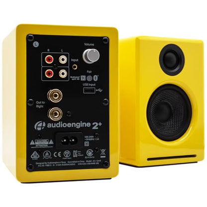 Audioengine A2+ Desktop 24 Bit Limited Edition Wireless Bluetooth Desktop Speakers - 60W Computer Speakers for Music and Gaming Accessories, (Limoncello Yellow) | with 24-Bit DAC for PC, Mac, Gaming and Music - Yellow - color: Limoncello Yellow, style: De