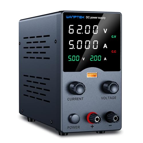 WANPTEK DC Power Supply 60V 5A, Adjustable Regulated Bench Power Supply with Precision Encoder Control, 4-Digit LED Display, USB Fast Charging Port, Lab Power Supply for Electronics Repair & Testing - color: GA-Black, size: 0-60V 0-5A
