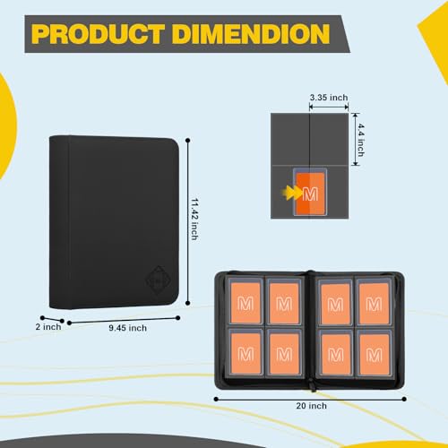 Toploader Binder,4-Pocket Side Load Trading Card Album, Holds 128 Cards | Top Loader Binder with Double-Sided Pockets for MTG, Sports Cards, Top Loader Storage（4 Black） - color: 4Black1