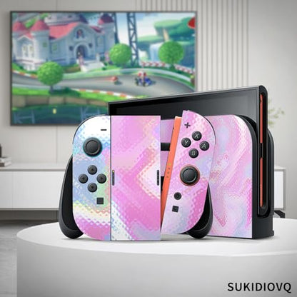 for Nintendo Switch 2 Skin Wrap Cover Decal Sticker Wrap Vinyl Mixed-Color Pattern (Pink) - color: Pink
