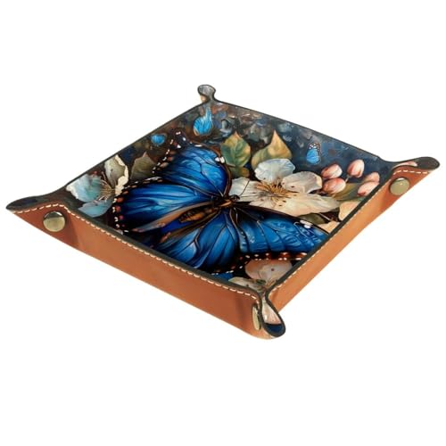 Blue Butterfly Blossom Dice Tray Dice Rolling Tray Folding Dice Holder for Dice Games, Like RPG, DND and Other Table Games - color: Multi 12