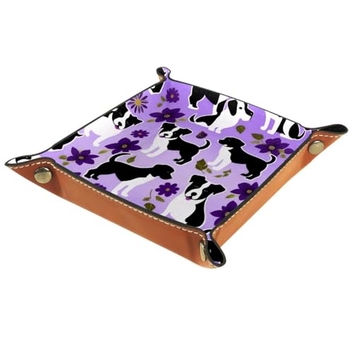 Corgi Purple Flower Dice Tray Dice Rolling Tray Folding Dice Holder for Dice Games, Like RPG, DND and Other Table Games - color: Multi 13