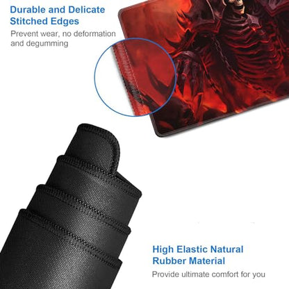 JVGFYNKL MTG Playmat + Drawstring Travel Pouch + 6 Dice Counter, for Tabletop Trading Card Game Playmats or Large Mouse Pad, Anti-Slip Rubber 24 x 14 in, King of Skeletons TCG Playmat - color: JV-Playmat-1-F-154