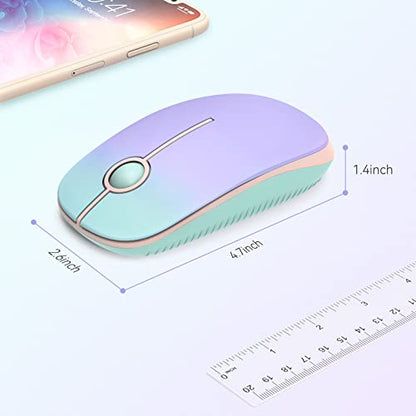 Unipows Wireless Mouse-2.4G Slim Portable Computer Mouse with Nano Receiver | Less Noise Mobile Optical Mice for Notebook, PC, Laptop, Desktop, Gradient Mint Green - color: Gradient Mint Green