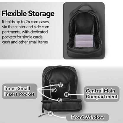 VANEST Sling Bag Compatible with Graded Cards and TCG Singles, Cross Body Bag Hold Slab Storage Carrying Case, Display Window for Card Shows Perfect for Display