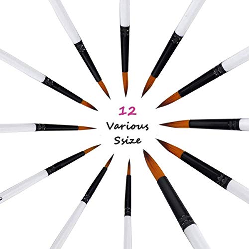 GETHPEN Acrylic Paint Brushes Set,12PCS Round-Pointed Tip Paint Brushes | Round-Pointed Tip Artist Paint brushes, Acrylic, Watercolor, Oil Painting, Canvas, Rock, Models, Face Body Art and DIY Crafts - style: Round