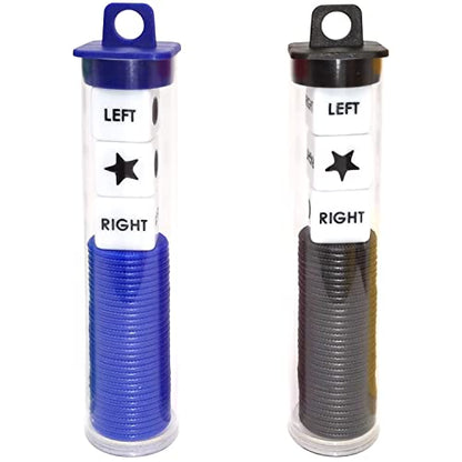 Ahoper Right Left Center Dice Game Prime Set Bundle with 3 Dices + 36 Chips. Round Tube Storage is Very Convenient for Travel. Easy to Store, Carry Around. (2 Pack) - color: 2 Pack
