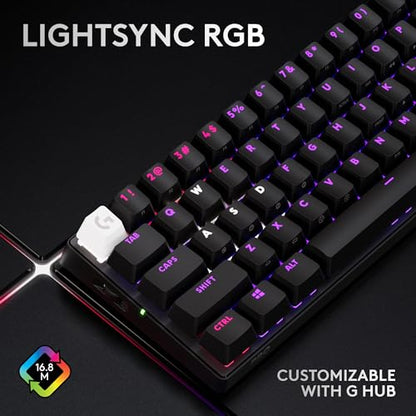 Logitech G PRO X 60% Wireless Gaming Keyboard (Tactile Optical) - Black | Lightspeed, ultra-compact TKL 60% mechanical, for Windows PC, LIGHTSYNC RGB, dual-shot PBT keycaps, optical switches - color: Black, size: 60% - Wireless, style: Tactile