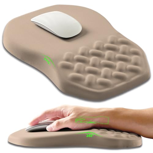 Ergonomic Slope Mouse Pad Wrist Support, Wrist Rest Mousepad for Carpal Tunnel Pain Relief with Massage Bulge and Slow Rebound Memory Foam (12x8 inch, Sand Color) - color: Am028-sand Color