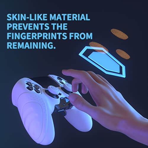 PlayVital Guardian Edition Anti-Slip Ergonomic Silicone Cover Case for ps5 Edge Controller, Soft Rubber Protector Skin for ps5 Edge Wireless Controller with Thumb Grip Caps - White - color: White