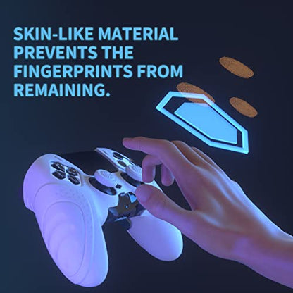 PlayVital Guardian Edition Anti-Slip Ergonomic Silicone Cover Case for ps5 Edge Controller, Soft Rubber Protector Skin for ps5 Edge Wireless Controller with Thumb Grip Caps - White - color: White