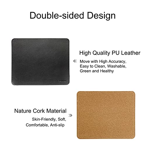 Leather Mouse Pad - Wood Mouse Pad, Double Side Mouse Pad with Stitched Edge, Waterproof Ultra Thin Mouse Pad for Computers, Laptop, Office & Home, 10.2 x 8.3 Inch, 1 Pack (Black) - color: Black