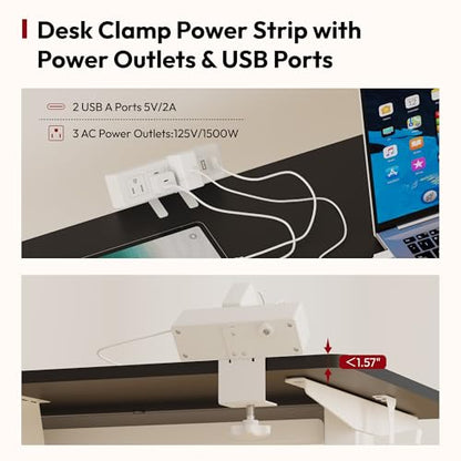 SANODESK Electric Standing Desk with Desk Clamp Power Strip 40"x 24" Whole-Piece Desktop Height Adjustable Stand Up Desk with Cable Management Sit Stand Home Office Desk White Frame/Black Top - color: White Frame+black Top, size: 40"x24"