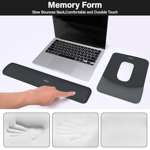 MOSISO Wrist Rest Support Mouse Pad & Keyboard Set, Slate Gray | Rectangular Ergonomic Mousepad, Non-Slip Base, Home/Office Pain Relief & Easy Typing, Neoprene Cloth & Raised Silicone Lining - color: Slate Gray