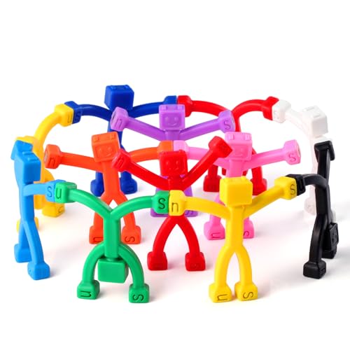 12pcs Magnetic Robote Figures for Kids 3-8 Travel STEM Fidget Toy | Safe ASTM-certified, Quiet Play for Airplane Car Trips Restaurant, Develops Creativity for Classroom Rewards Stocking Stuffer - color: Magnet Robot [Solid], size: 12pcs