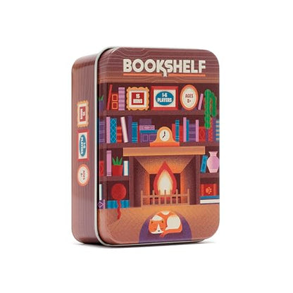 Alley Cat Games Bookshelf, Ages 8+, 2-4 Players | Cooperative Stacking Game, Skill & Balance Card and Book Tower Game in Travel Tin, Cooperative Tabletop Challenge