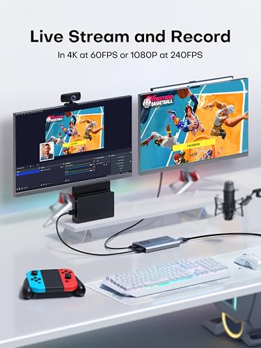 XIIXMASK Video Capture Card, USB 3.0 Capture Card 4K HDMI Loop-Out, 4K 60FPS/1080P 240FPS Video Game Capture for Works for PS5/Camera/PC/Streaming - color: Grey