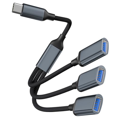 USB C Male to USB A Female Adapter, YaimhSound USB 2 to USB C Adapter, USBC OTG Cable Adaptor,1 in 3 Out Y Splitter 1ft for Laptop/Phone/Tablet/Car/iPhone17 Air 16 16e 15/MacBook/iPad/Samsung S25 - size: 3 Port Type C Hub