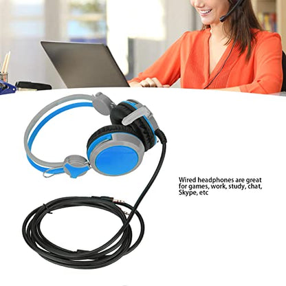 Noise Cancelling Gaming Headphones Clear Sound and Microphone for Computer Players (Blue) - color: Blue