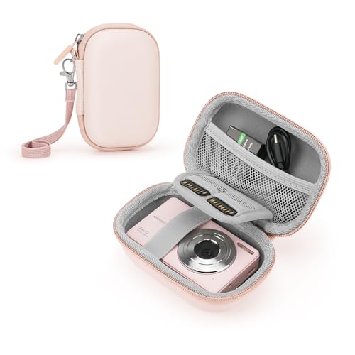 SQERO Camera Case for Digital Camera CAMKORY DC403/KODAK PIXPRO FZ55/FZ45 | SD Card Storage Travel Carry Cute Case Bag Small, Anti-Shock Dot Protection - color: Pink