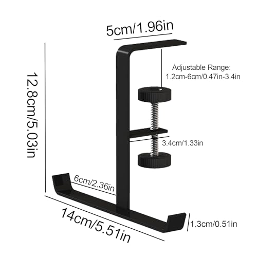 Headphone Stand Hanger Holder, Under Desk Clamp Hook Mount, Under Desk Mount Headset Hook Clip, Backpack Hanger Reduce Desk Clutter (Black) - color: Black