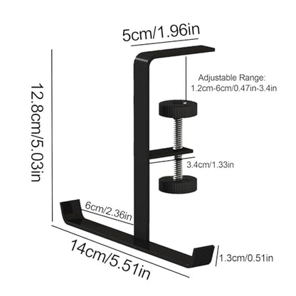 Headphone Stand Hanger Holder, Under Desk Clamp Hook Mount, Under Desk Mount Headset Hook Clip, Backpack Hanger Reduce Desk Clutter (Black) - color: Black