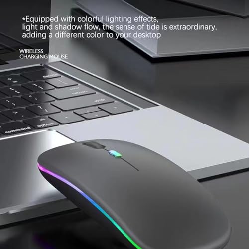 2 Pack Wireless Bluetooth Mouse,LED Dual Mode Rechargeable Silent Slim Laptop Mouse,Portable(BT5.2+USB Receiver) Dual Mode Computer Mice,for Laptop,Desktop Computer,Tablet,Phone,TV (Black+Grey) - color: 2 pack Black+Grey