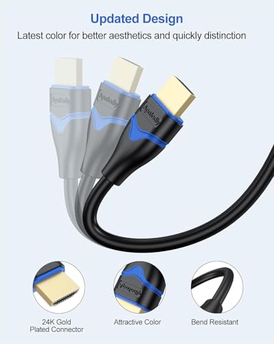 Short HDMI Cable 2FT, 4K HDMI Cable 2 Foot High Speed HDMI 2.0 Cord 4K@60Hz, 2K@144Hz, 1080P@240Hz, HDR, 3D, ARC for TV Box, Switch, Laptop, HDTV, Monitor, PS5/PS4, Xbox - size: 2FT
