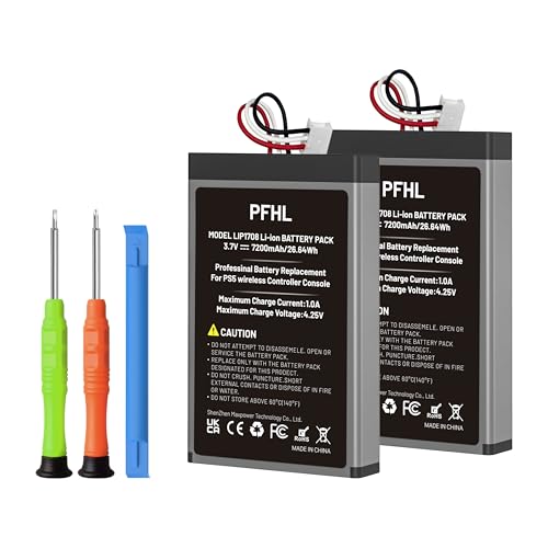2 Pack 7200mAh LIP1708, PS5 Battery, (2026 New Upgrade) New 0 Cycle High Capacity Battery for Sony PlayStation 5 Controller CFI-ZCT1W with Repair Tool Kits