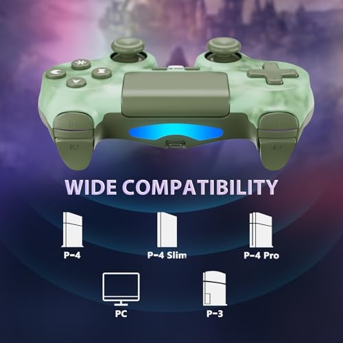 Wireless Controller for PS4, 2 Pack Controllers for PS4 with Double Vibration/6-Axis Sensor/Touch Pad/Headphone Jack, Ergonomic Non-Slip Grip Compatible with PlayStation 4/Slim/Pro (Green & Pink) - color: Green & Pink