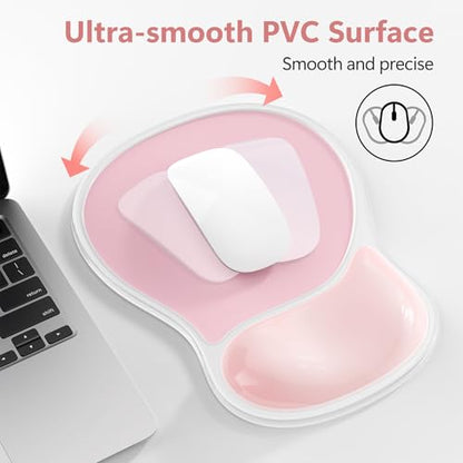 AKIT Ergonomic Mouse Pad and Keyboard Wrist Rest, Gel Wrist Rest for Computer Keyboard, Non-Slip Base, Pain Relief, Mousepad Set for Gaming, Home and Office, Pink - color: Pink