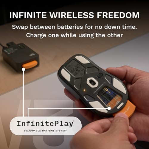 GLORIOUS Gaming Model O3 Wireless Gaming Mouse - InfinitePlay Swappable Battery, 130H Battery Life, 8k Polling, 130M Optical Switches, Ultralight 66g, 30K DPI Optical Sensor, RGB - Black - color: Black, style: Model O3 (Ambidextrous)