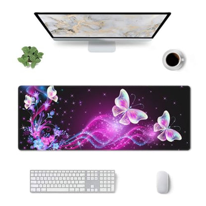 Butterfly Mouse Pad XL Large Mousepad Non Slip Rubber Base Desk Mat for Laptop Computer Gaming 31.5" X 12" - color: Butterfly
