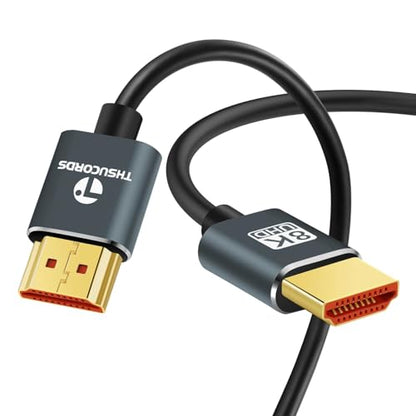 Thsucords Ultra Thin 8K 4K HDMI Cables 10FT 5 Pack, Slim & Flexible Soft High Speed HDMI 2.1 Lead Support 4K@120Hz 8K@60Hz 48Gbps for Roku TV/HDTV/PS5/Blu-ray - size: 10FT, style: 5-PACK