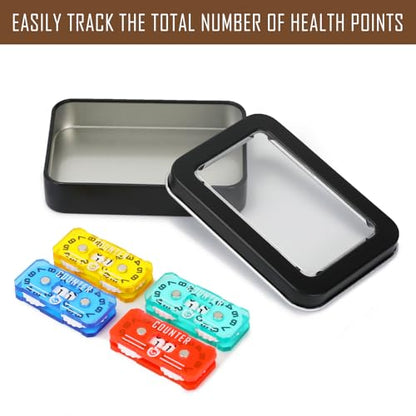 4Pcs MTG Life Counter Twin Digits with Metal Box, Health Tracker Life Counter for MTG Magic Card Games Accessories, Compatible with Magic the gatering Tabletop RPG D&D CCG TCG Board Games - color: D Color-4pcs