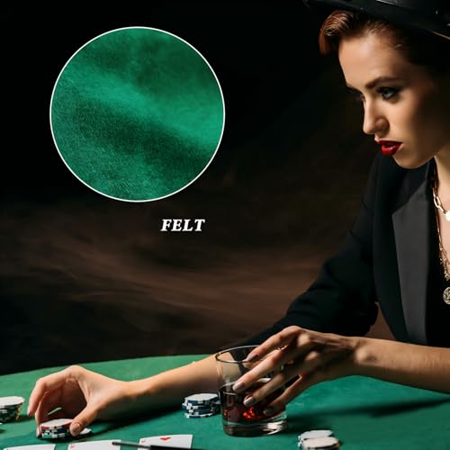 Newwiee Green 36 Inch Felt Card Game Tablecover Round 36in to 48in Tablecloth Poker Table Cover Round Elastic Table Mat for Playing Cards Mahjong - color: Green