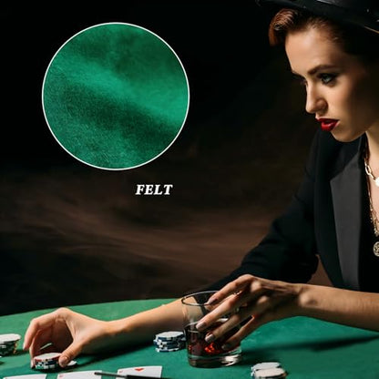 Newwiee Green 36 Inch Felt Card Game Tablecover Round 36in to 48in Tablecloth Poker Table Cover Round Elastic Table Mat for Playing Cards Mahjong - color: Green
