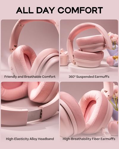 EPOMAKER X Aula G7 Pro Wireless Gaming Headset, Dual Mode BT5.3 & 2.4GHz | 7.1 Surround Sound, 80+ Hour Battery, RGB Light, with Noise Canceling Mic for PS5, PS4, Switch, PC (Pink) - color: Pink