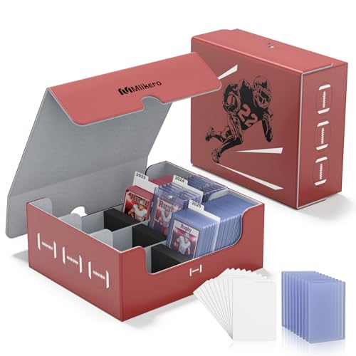 Mlikero Football Card Storage Box, Trading Card Storage Box Oversized Fits Toploaders, Magnetic Closure Sports Card Case for Football Cards 2026 (Holds 500+ Toploaders) - color: A6-Football Print, size: A-3 Row XL