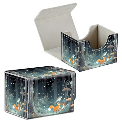 Card Deck Box for Trading Cards Commander Deck Box Card Storage Box with Strong Magnet Magic Premium Gathering Deck Box Cover for TCG CCG Magic Cards,Foxes Mushrooms - color: Foxes Mushrooms, size: A Card Case