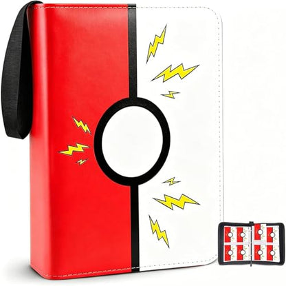 Collectible Trading Card Albums, 400 Card Holders with 50 Removable Sleeves, Portable 4 Pockets Collectible Trading Card Binder, PU Card Collection Binder for MTG, TCG, Sport Card, Game Cards - color: STRONG RED