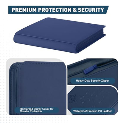 Premium Card Binder 12 Pocket for 720 Pockets Trading Card Binder, PU Zipper Card Collection Album, Sturdy Side-Loading Card Book Holder for MTG, TCG, Game Cards, Sports Cards - color: 12 Deep Blue