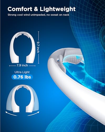 Heelkl AI Neck Fan, 4 Speeds Adjustable Portable Personal Fan Rechargeable, 4000 mAh Battery Faster Cooling Wearable Fan, Ultra Quiet for Home, Office, Travel, Outdoor - color: White