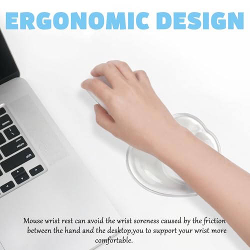 Gel Wrist Rest for Keyboard and Mouse Transparent White Heart Elbow Pad Cushion Ergonomic Cute Clear Cool Mouse Wrist Pad Silicone Non-Slip Support for Computer Gaming Home Office Hand Pillow - color: Heart White