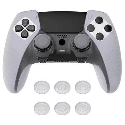 PlayVital 3D Studded Edition Anti-Slip Silicone Cover Case for ps5 Edge Controller, Soft Rubber Protector Skin for ps5 Edge Wireless Controller with 6 Thumb Grip Caps - Clear White - color: Clear White