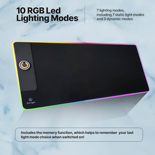 Wireless Charging RGB Gaming Mouse Pad 15W, LED Mouse Pad 35.43x15.75x0.16 in, Light Modes Extra Large Mousepad Non-Slip Rubber Base Computer Keyboard Mat for Gaming, MacBook, PC, Laptop, Desk