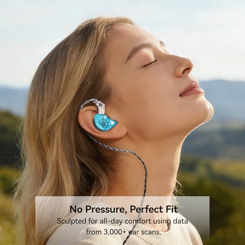 Tipsy M3 Professional IEM for Musicians, 2BA + 1DD Drivers, 36dB PNC, IPX5, Acoustic-Runway™ Technology, Skin-Friendly Resin, Detachable 0.78mm 2-pin Cable (B-Blue) - color: B-Blue