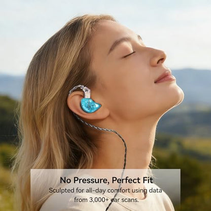 Tipsy M3 Professional IEM for Musicians, 2BA + 1DD Drivers, 36dB PNC, IPX5, Acoustic-Runway™ Technology, Skin-Friendly Resin, Detachable 0.78mm 2-pin Cable (B-Blue) - color: B-Blue